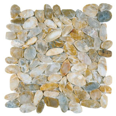 Bati Orient Pebbles Sliced Polished 12" x 12" Beige Polished Natural Stone Mosaic