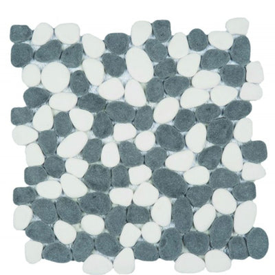 Bati Orient Reconstituted Pebble 12" x 12" Black | White Natural Stone Mosaic