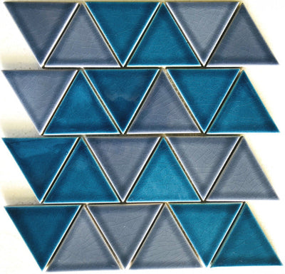 Bati Orient Triangle 11.8" x 11.8" Grey | Blue Ceramic Mosaic