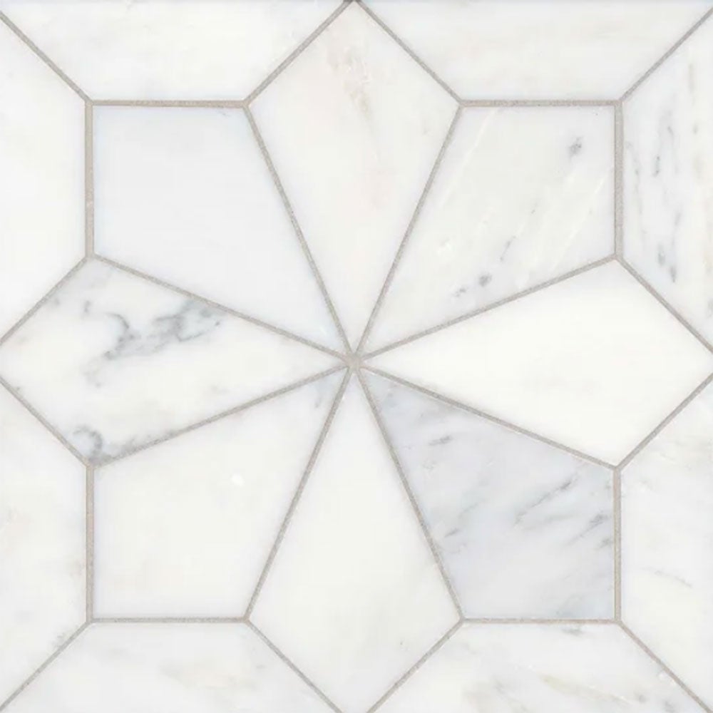 Bedrosians Blomma 12" x 12" Bianco Marble Mosaic
