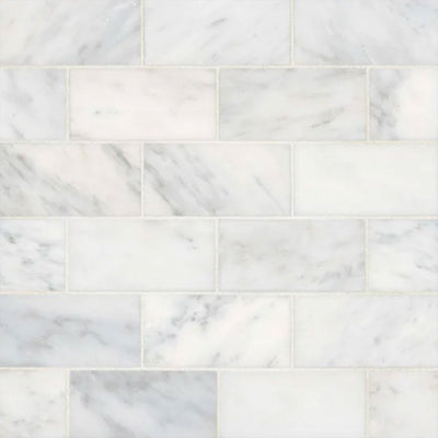 Bedrosians Ferrara 3" x 6" Bianco Marble Tile