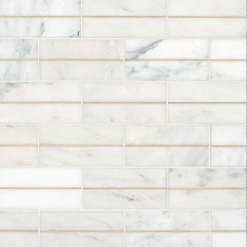 Bedrosians Ferrara 3" x 6" Bianco Deco Marble Tile