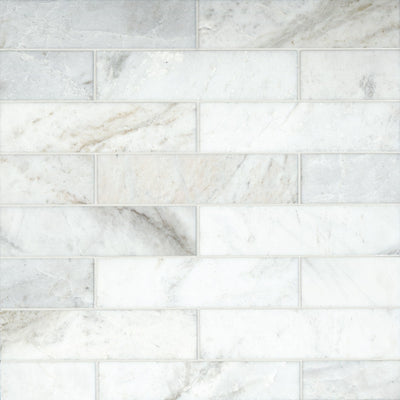 Bedrosians Marble 3" x 12" White Carrara Marble Tile