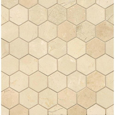 Bedrosians Marble Hexagon 12" x 12" Crema Marfil Select Marble Mosaic