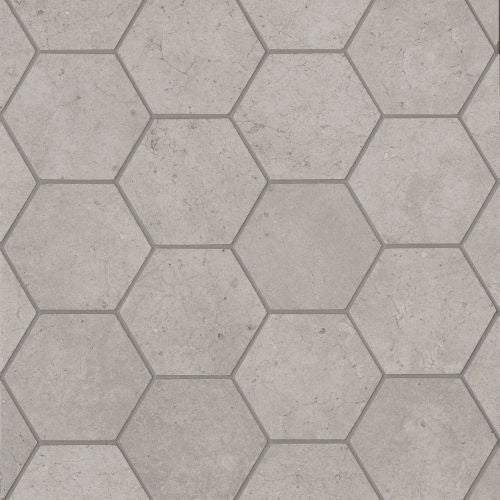 Bedrosians Materika 3" Hexagon 10.25" x 11.75" Porcelain Mosaic Greige