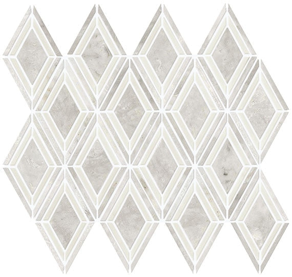 Daltile Decorative Accents 11.5" x 12" Argyle Blend Beige Natural Stone Mosaic