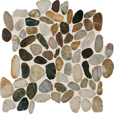 Daltile Decorative Accents River Pebble 13" x 13" Chenille White Natural Stone Mosaic