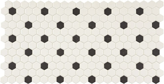 Daltile Keystones 1" Hexagon Dot 12" x 22.63" Porcelain Mosaic