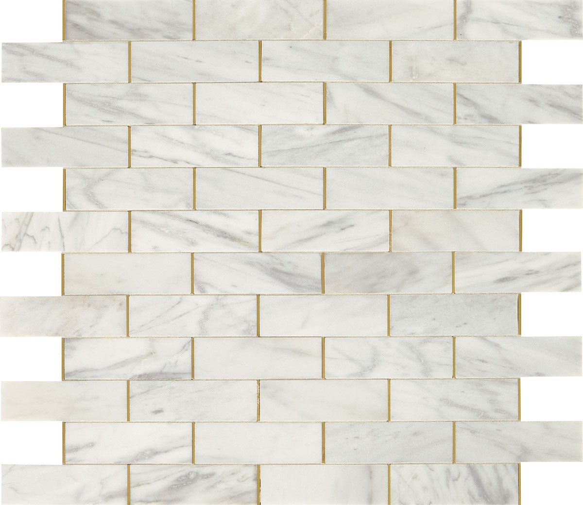 Daltile Lavaliere 11" x 14" Alluring White Brass Natural Stone Mosaic