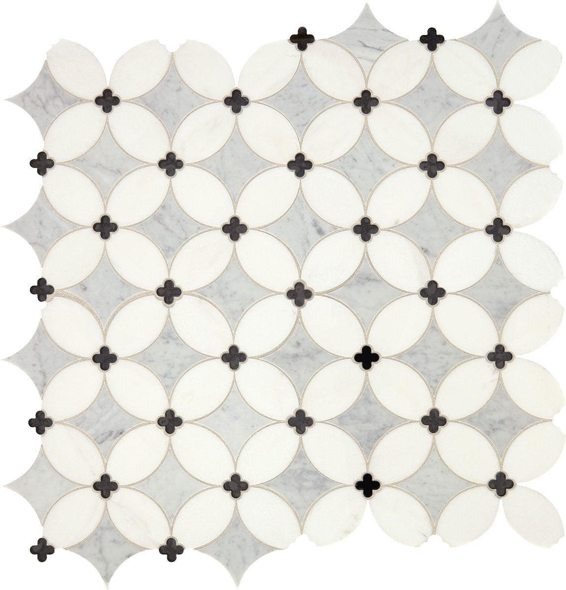 Daltile Lavaliere 14" x 14" Nero Marquina Antique Mirror Natural Stone Mosaic