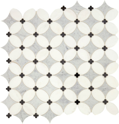 Daltile Lavaliere 14" x 14" Nero Marquina Antique Mirror Natural Stone Mosaic