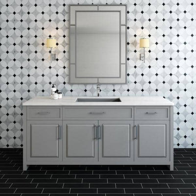 Daltile Lavaliere 14" x 14" Carrara Thassos Black Antique Mirror Natural Stone Mosaic