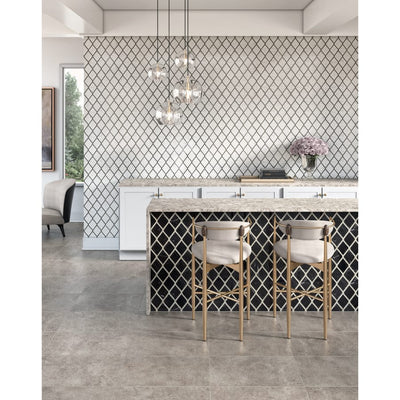 Daltile Lavaliere 14" x 14" Carrara White Antique Mirror  Natural Stone Mosaic