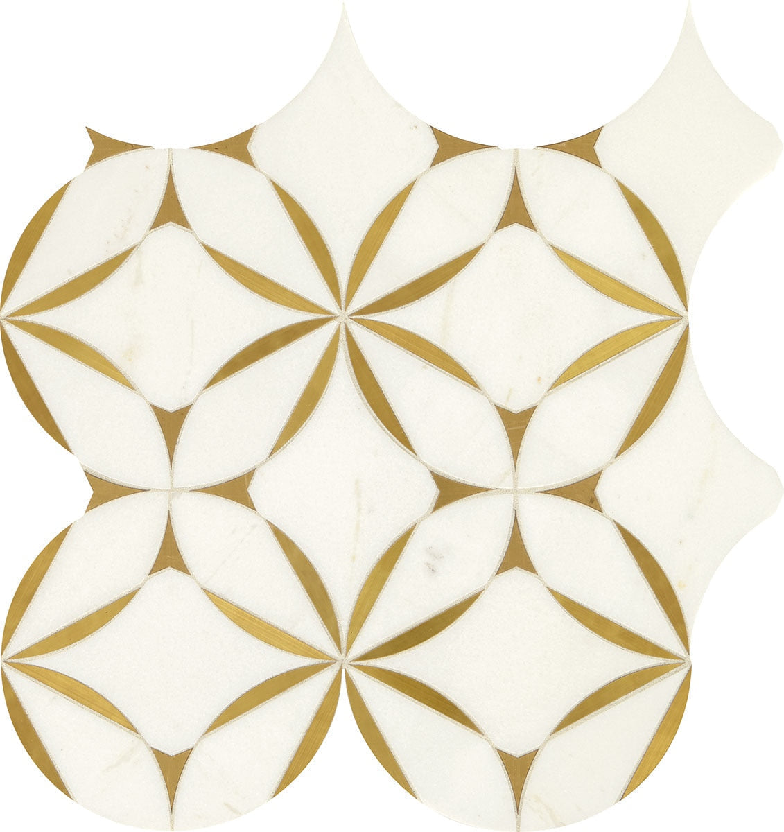 Daltile Lavaliere 8" x 8" Thassos White Brass Natural Stone Mosaic