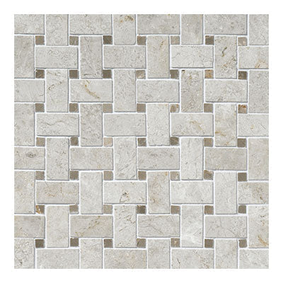 Daltile Limestone 13" x 13" Arctic Gray Basketweave Limestone Mosaic