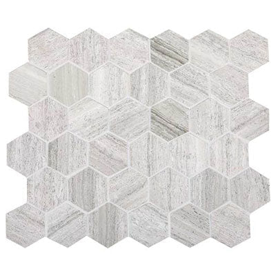 Daltile Limestone 2" HEX 13" x 13" Chenille White Limestone Mosaic
