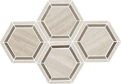 Daltile Limestone 6" HEX 12" x 12" Chenille White Limestone Mosaic