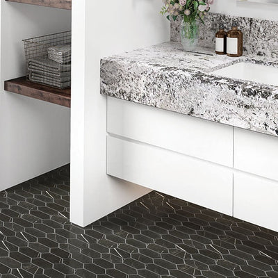 Daltile Marble Attache HEX 12.4" x 12.6" Nero Porcelain Mosaic