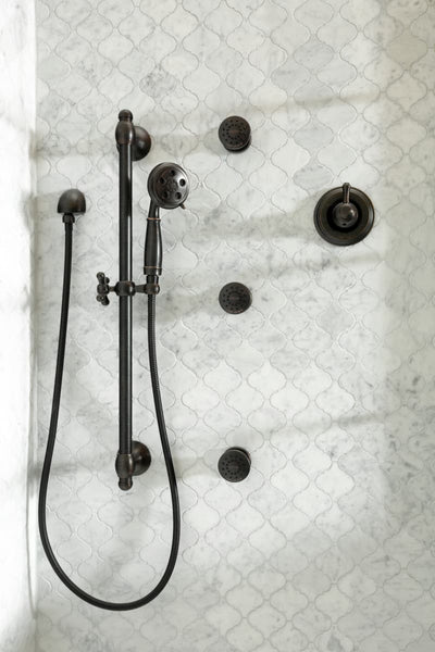 Daltile Marble Baroque 13.38" x 13.75" Venetian Calacatta Polished Marble Mosaic