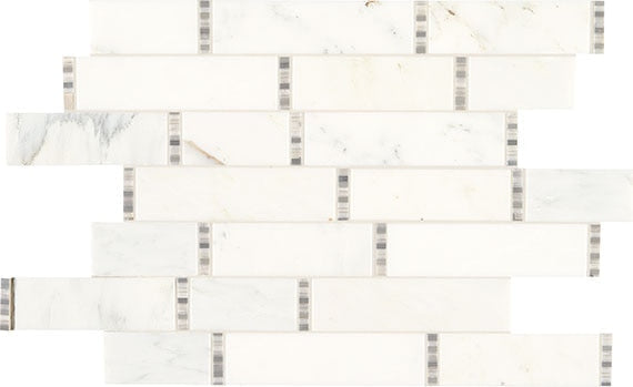 Daltile Marble Random Linear 11" x 18" First Snow Elegance Polished Marble Mosaic