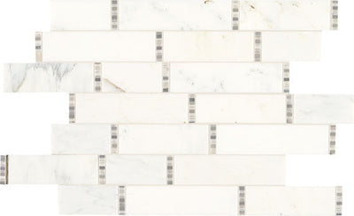 Daltile Marble Random Linear 11" x 18" First Snow Elegance Polished Marble Mosaic
