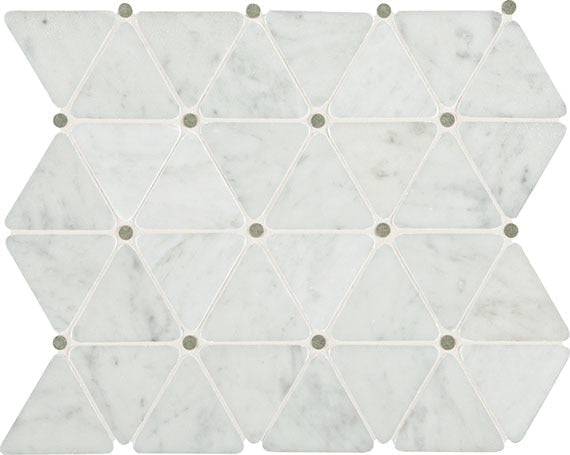 Daltile Marble Traingle 12" x 12" Carrara White Polished Marble Mosaic