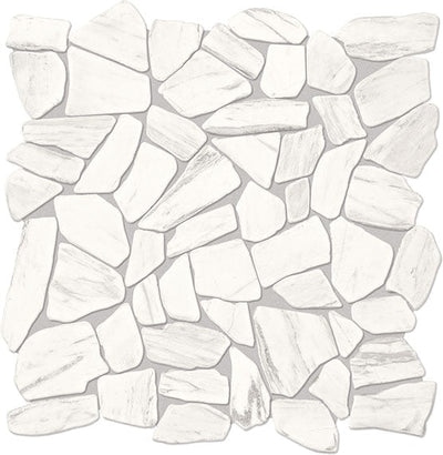 Daltile Raine 12" x 12" Stratus White Pebble Mosaic Marble Mosaic