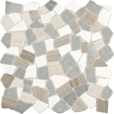 Daltile Raine 12" x 12" Cumulus Grey Blend Pebble Mosaic Marble Mosaic
