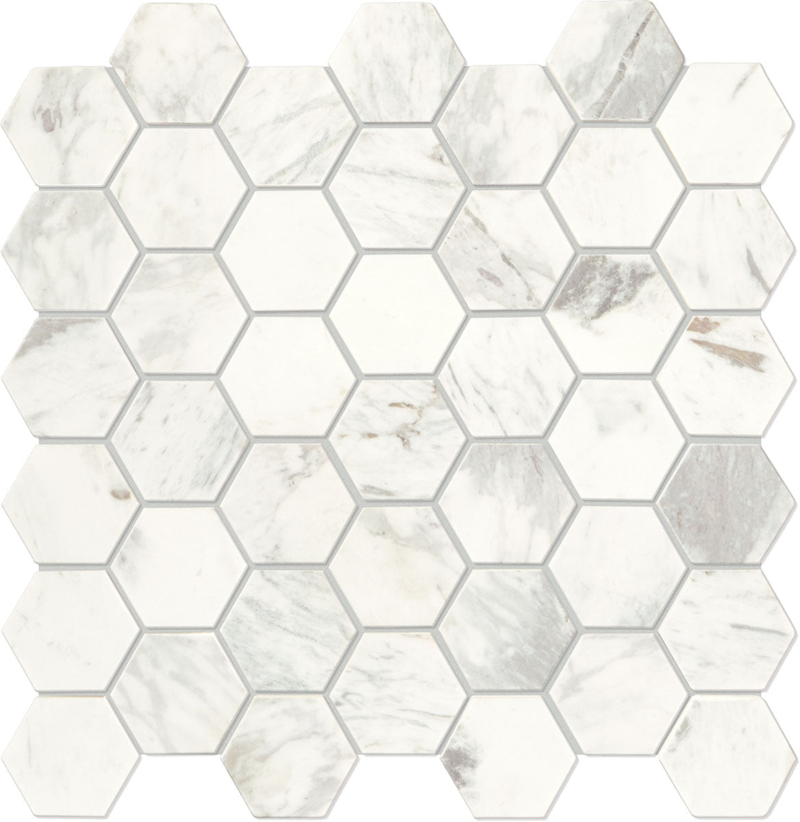 Daltile Raine 2" HEX 12" x 12" Stratus White Hexagon Mosaic Marble Mosaic