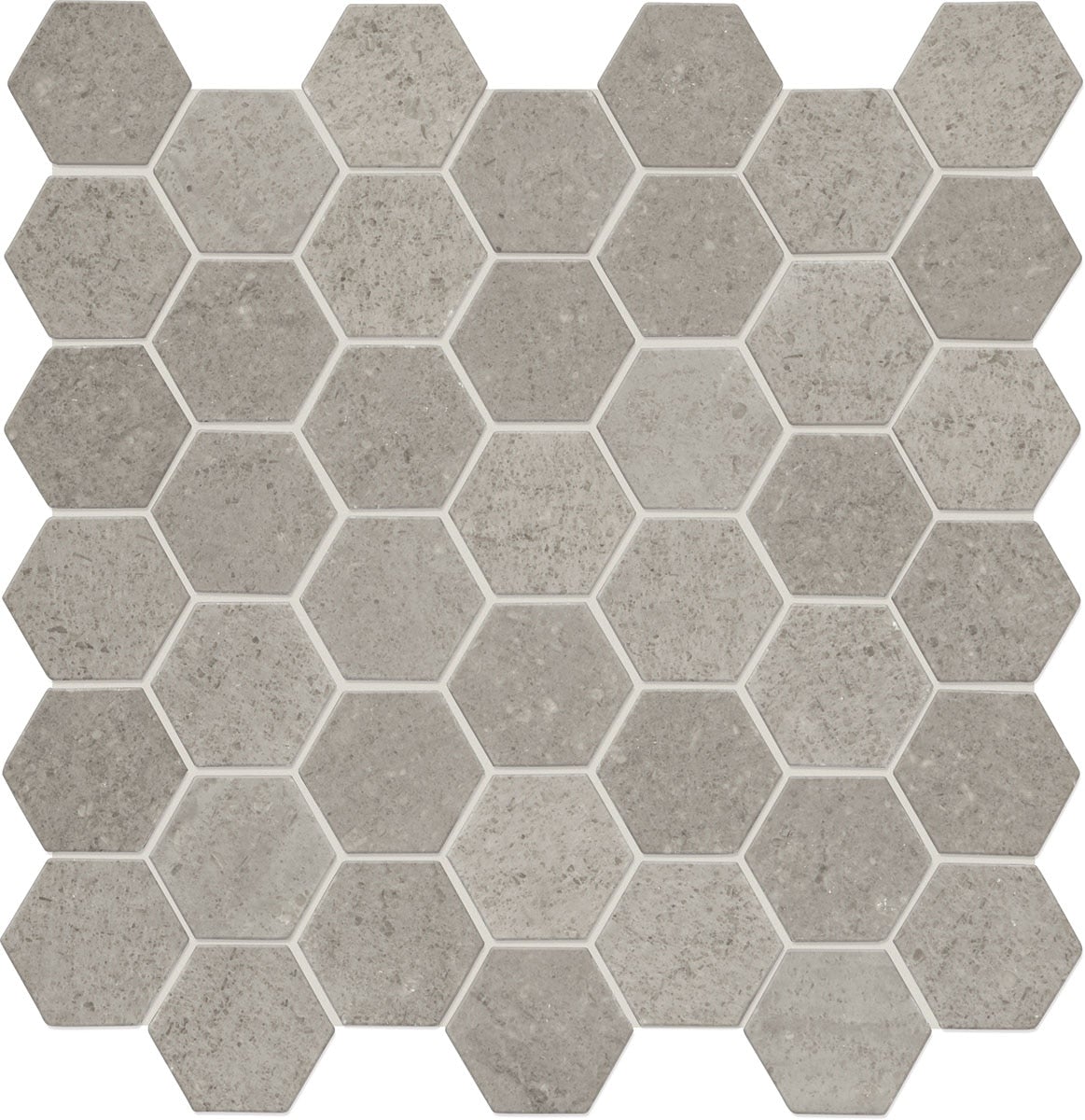 Daltile Raine 2" HEX 12" x 12" Cumulus Grey Hexagon Mosaic Marble Mosaic