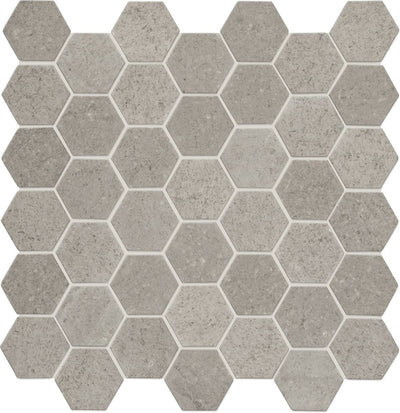 Daltile Raine 2" HEX 12" x 12" Cumulus Grey Hexagon Mosaic Marble Mosaic
