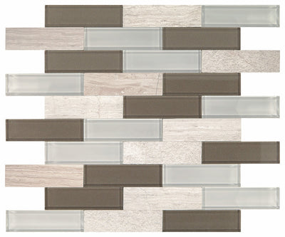 Daltile Simplystick Mosaix 11" x 11" Chenille White And Glass Blend Stone & Glass Mosaic