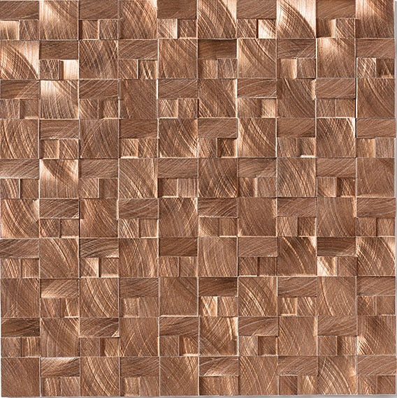 Daltile Structure 3D Block 11.8" x 11.8" Copper Metal Mosaic