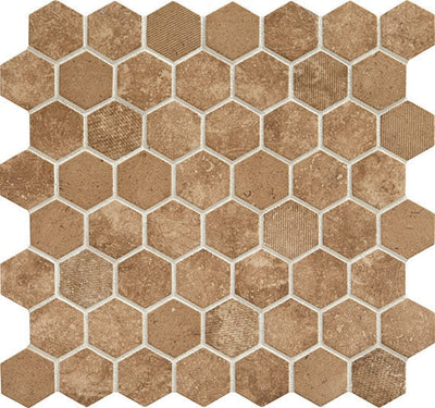 Daltile Vintage Hex 11" x 12" Relic Umber Glass Mosaic
