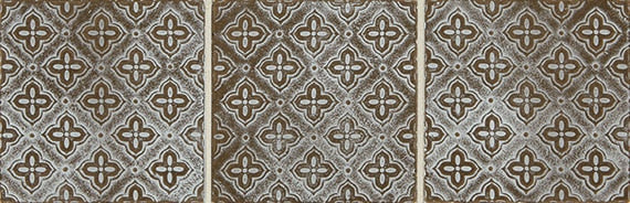 Daltile Vintage Metals 4" x 4" Whitewash Classic Bronze Flower Metal Tile