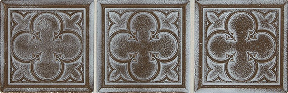 Daltile Vintage Metals 4" x 4" Whitewash Classic Bronze Clover Metal Tile