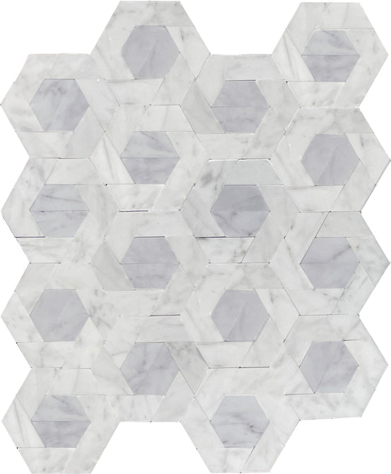 Emser Bizou 11" x 13" White | Gray Marble Mosaic