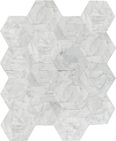 Emser Bizou 11" x 13" White Marble Mosaic