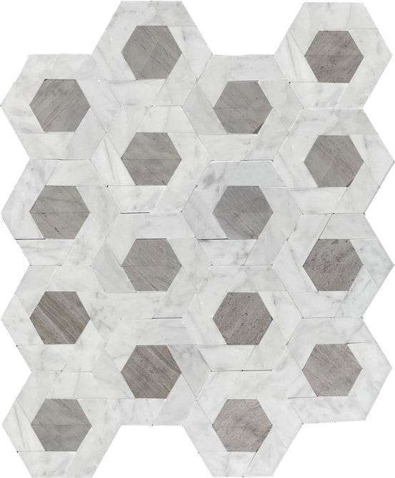 Emser Bizou 11" x 13" White | Cream Marble Mosaic