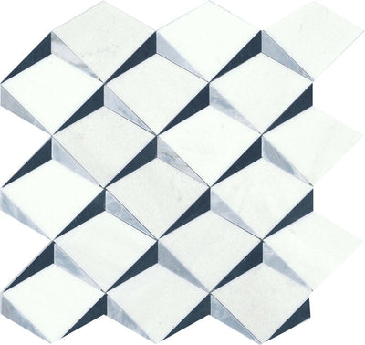 Emser Bizou 13" x 13" White | Black Marble Mosaic