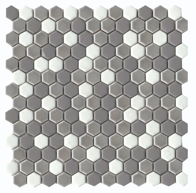 Emser Confetti II 12" x 12" White Hex Glass Mosaic