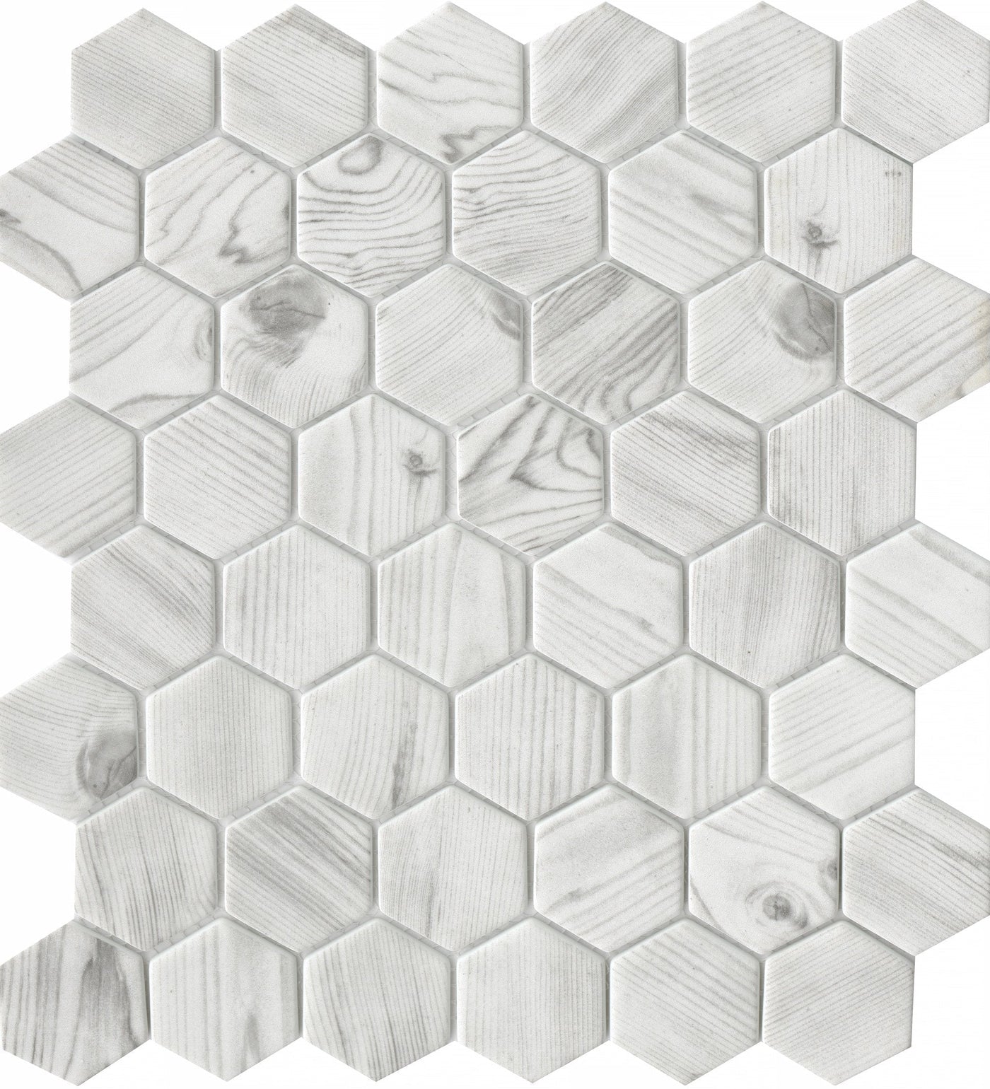 Emser Echo 12" x 14 " White Hex Mosaic Glass Mosaic
