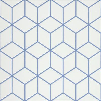 Emser Geometry 10" x 10" Cube Blue Porcelain Tile