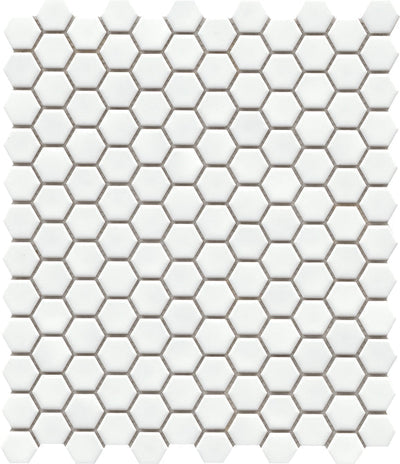 Emser Influence 1 Hex 10" x 12" White Porcelain Mosaic