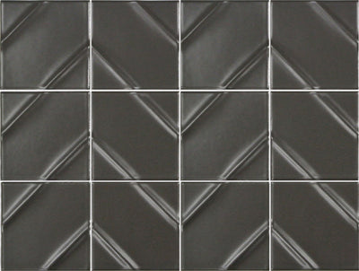 Emser Kumito 12" x 16" White Chevron Ceramic Mosaic