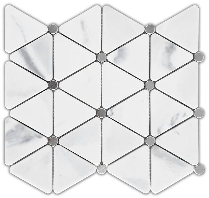 Emser L’Amour 10" x 11" White Triad Glass Mosaic