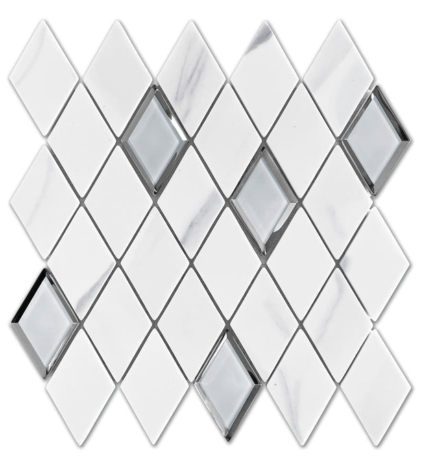 Emser L’Amour 12" x 12" White Picket Glass Mosaic