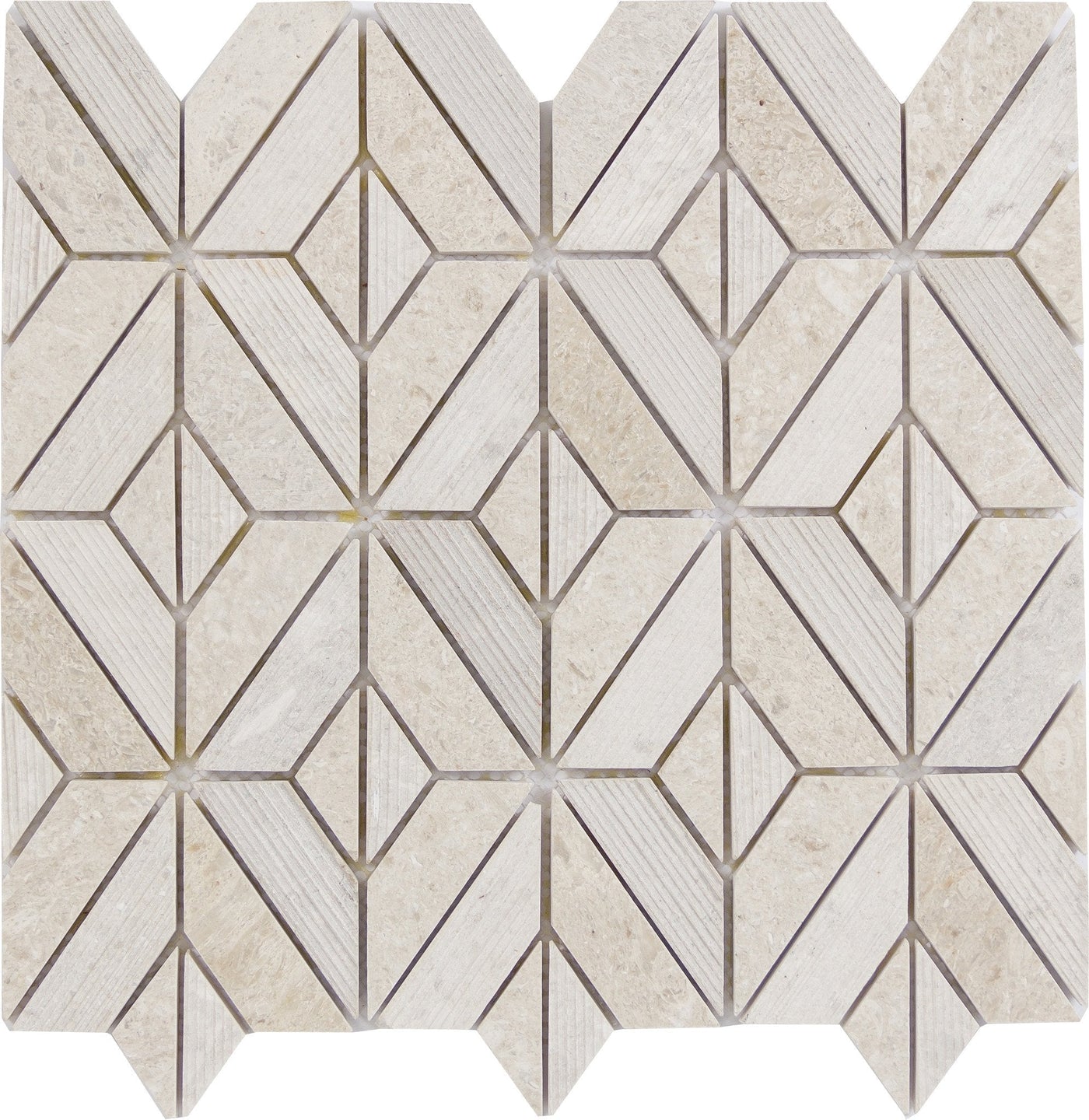 Emser Limestone 12" x 12" Presidio Ivory Rhombus Mosaic Limestone Mosaic