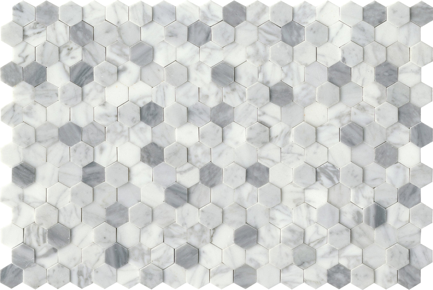 Emser Link 12" x 18" White Hex Marble Mosaic