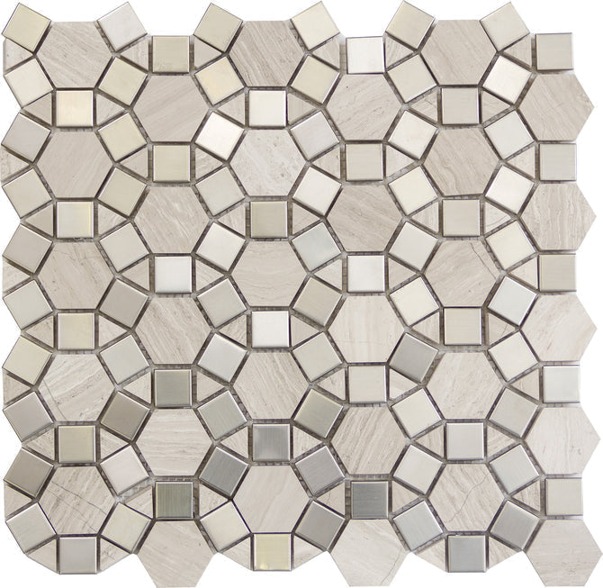 Emser Metro 12" x 12" Gray Chevron Limestone Mosaic